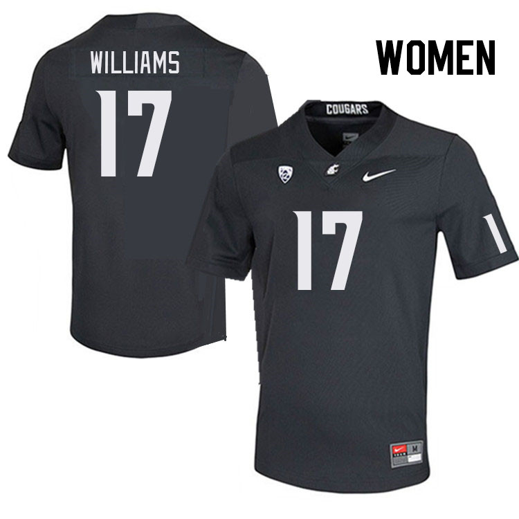 Women #17 King Williams Washington State Cougars College Football Jerseys Stitched Sale-Charcoal - Click Image to Close